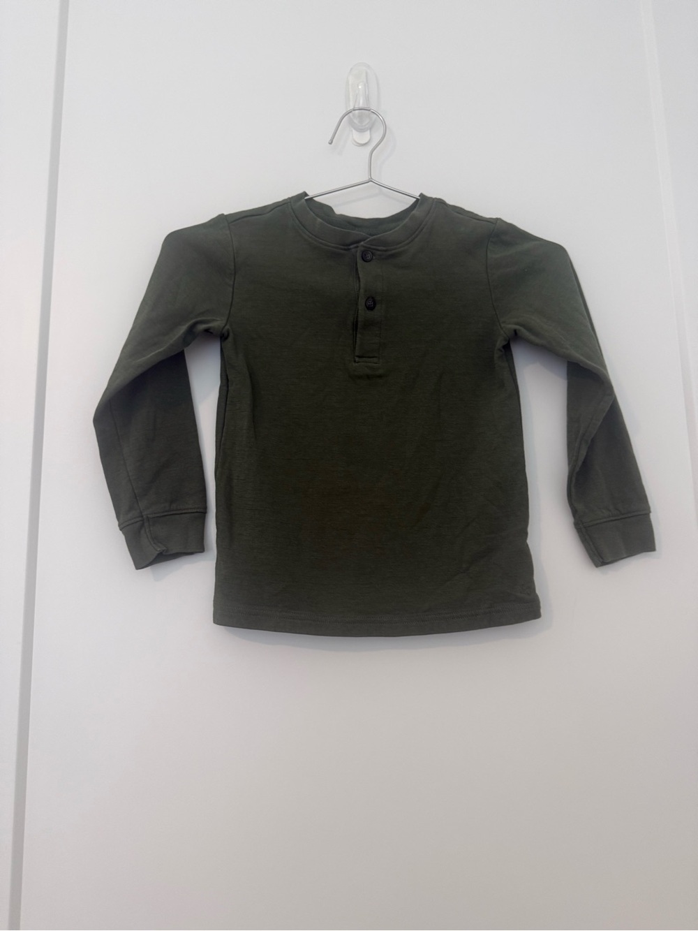 Janie and Jack Olive Green Long-Sleeve Henley Tee